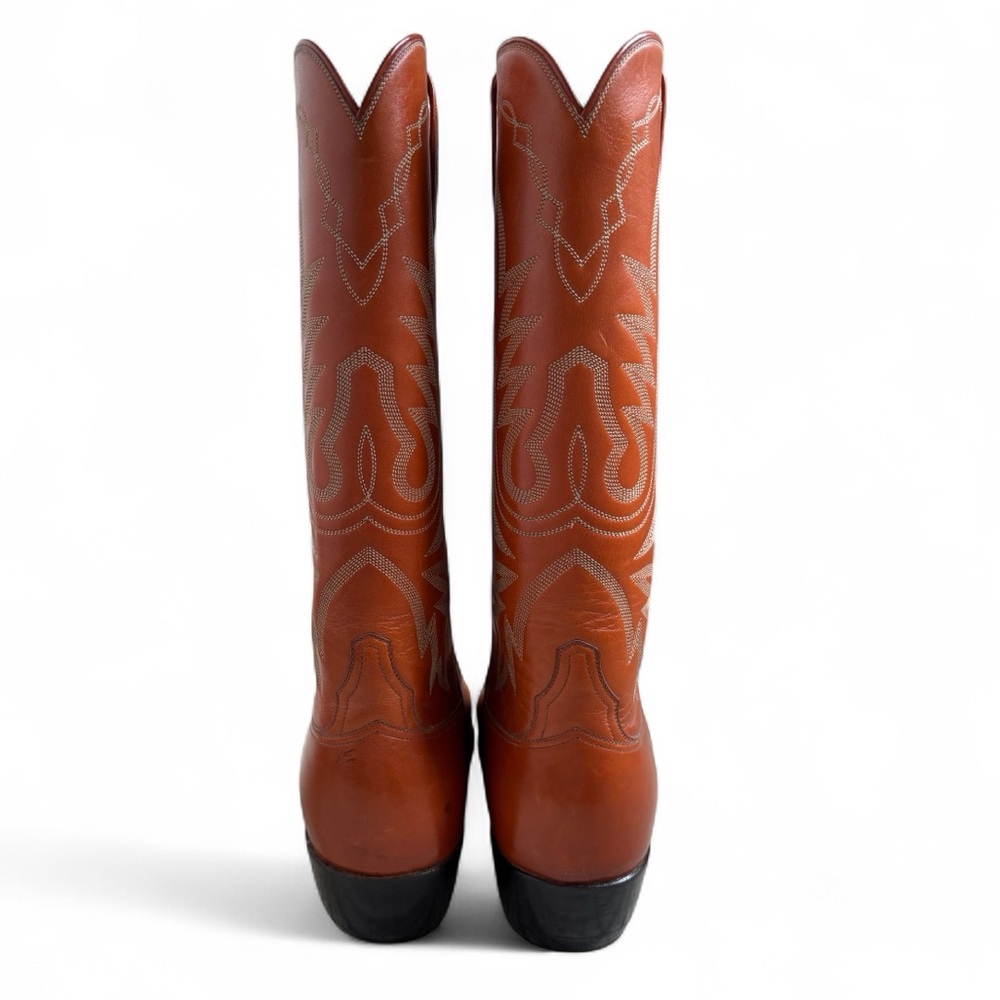 Men’s Little’s Boot Company Handmade Western Boots - Orange/Cognac Leather - Picture 3 of 12